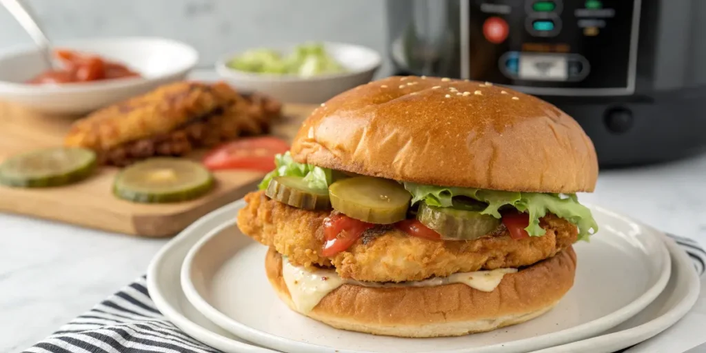 Burger de poulet dans l'airfryer