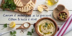 Caviar d’aubergine grecque au citron et huile d’olive