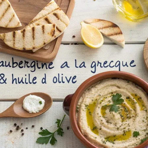 Caviar d’aubergine grecque au citron et huile d’olive