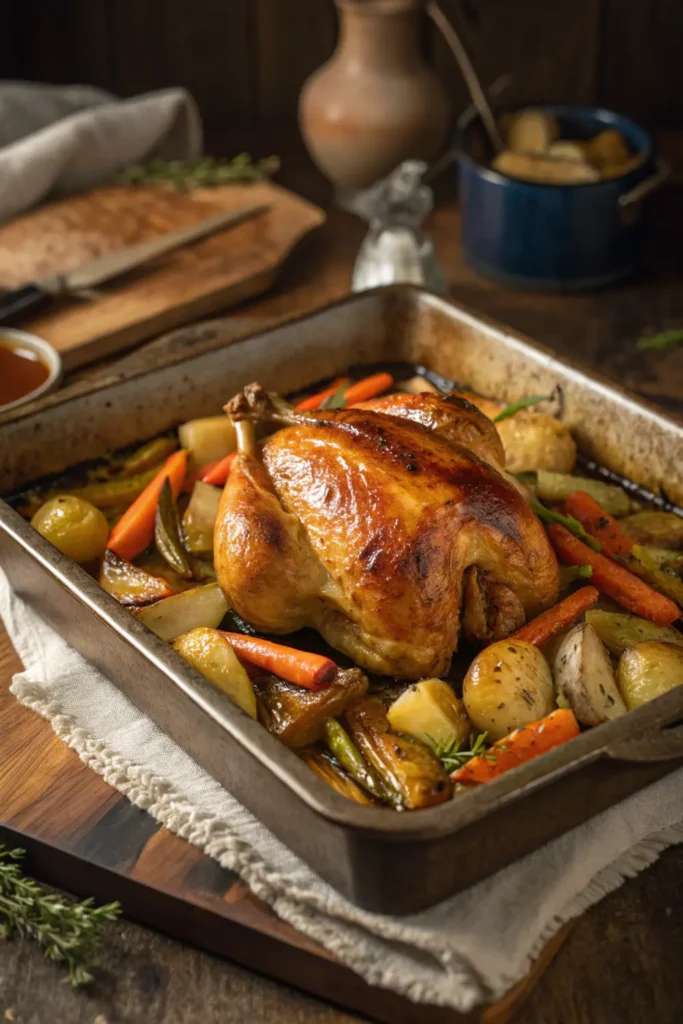 Poulet aux Légumes Racines et Miel