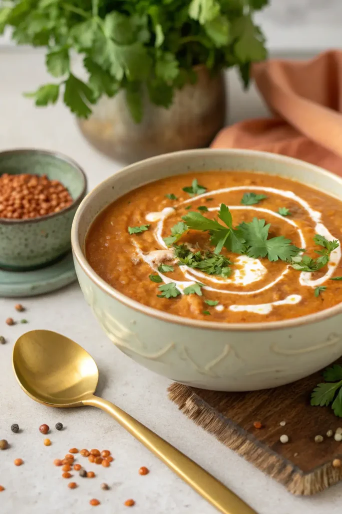 Soupe de Lentilles Corail au Lait de Coco et Curry