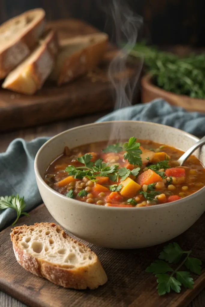 Soupe Rustique aux Lentilles et Carottes