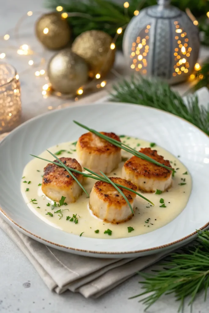 Saint-Jacques Poêlées au Beurre, Sauce Crème et Vin Blanc