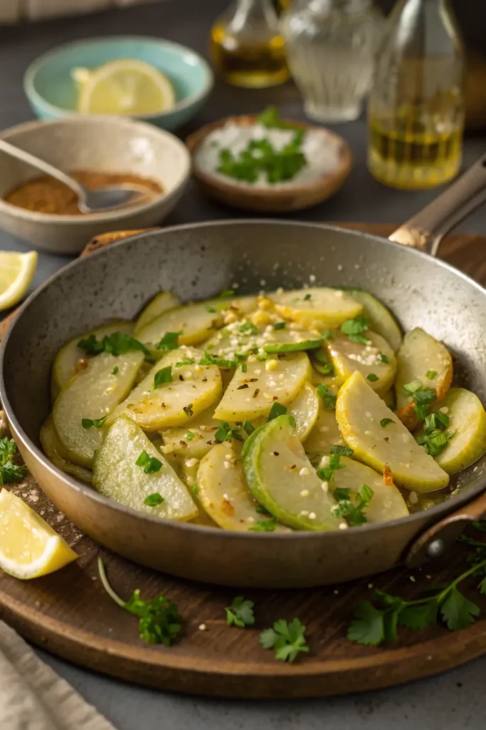 Recette de Chayotte Sautée à l’Ail et au Citron