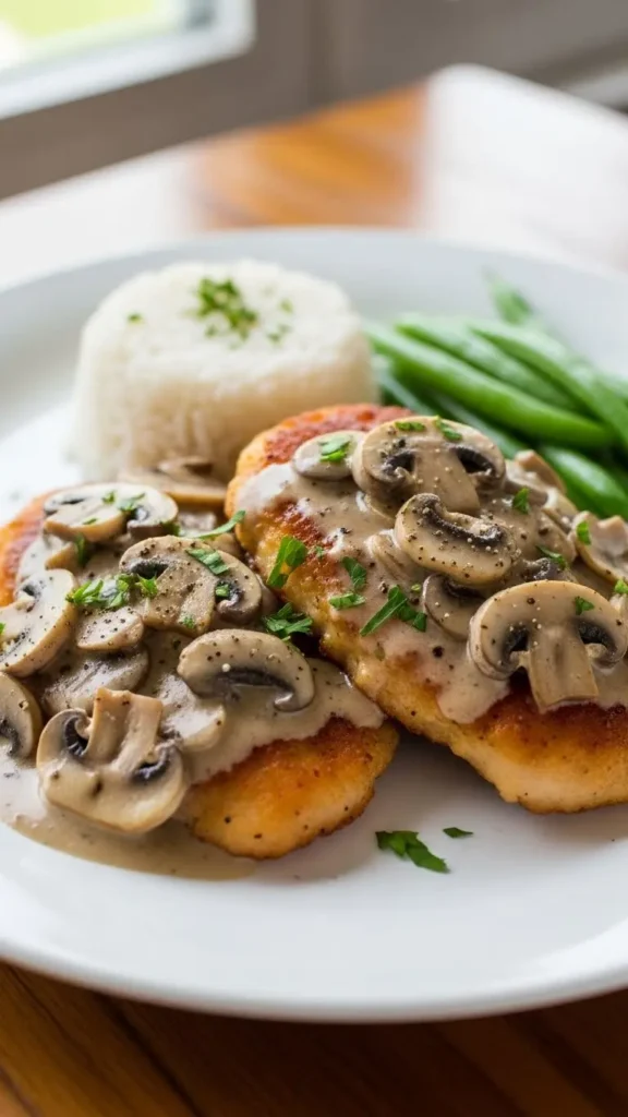 Escalopes de Poulet à la Crème et Champignons