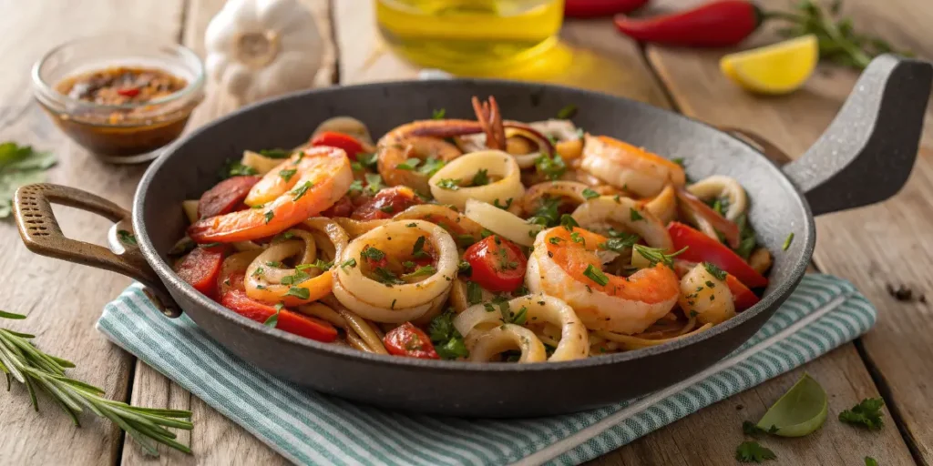 Encornet et Crevettes Sautés