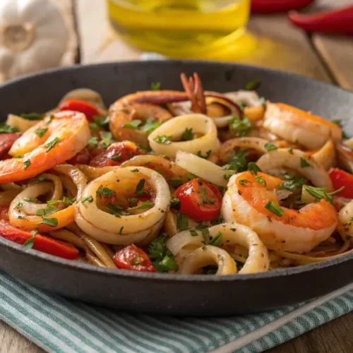 Encornet et Crevettes Sautés