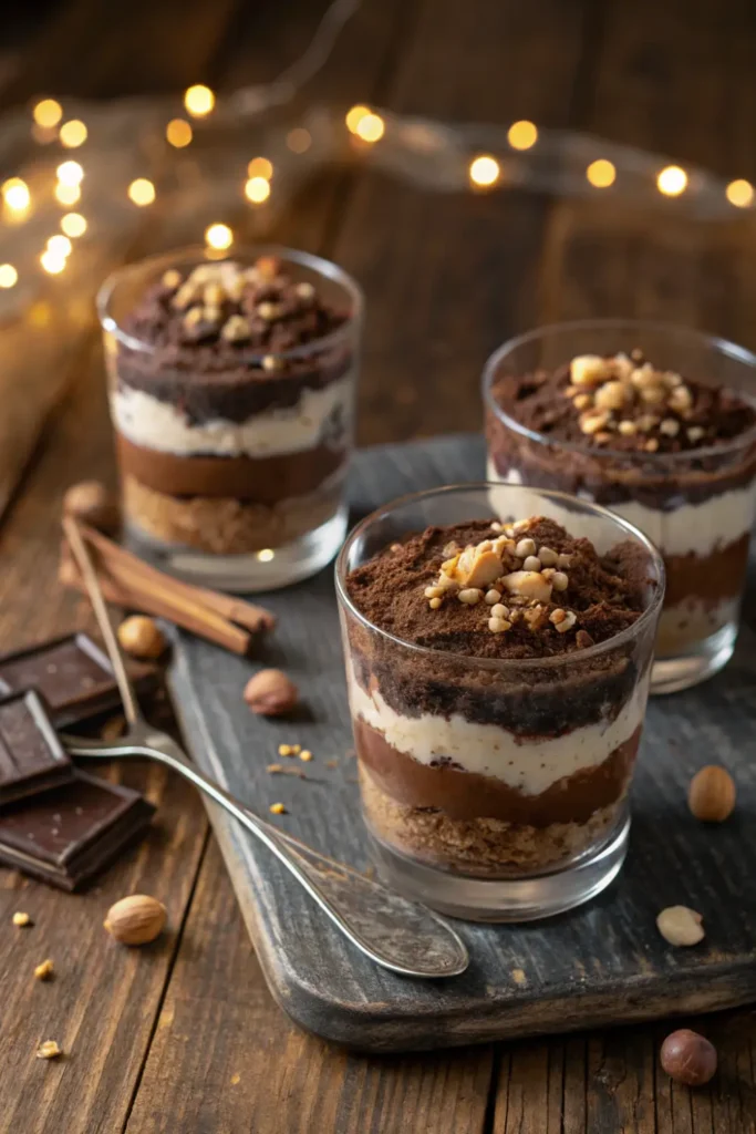 Verrine chocolat mascarpone et noisettes