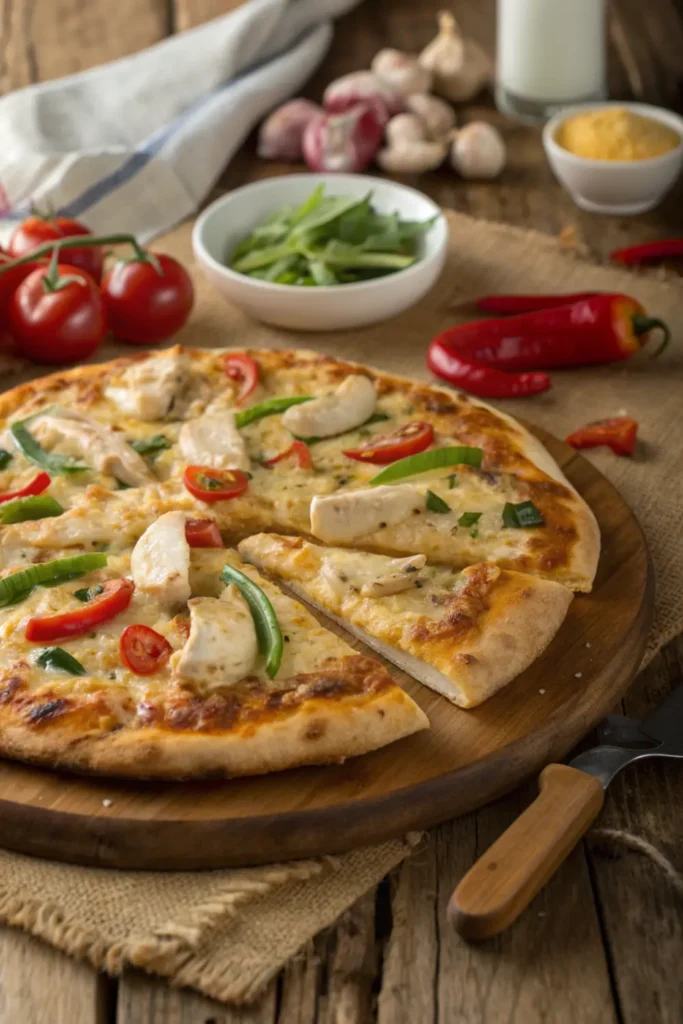 Pizza Express au Poulet et Légumes (Pâte à Pizza)