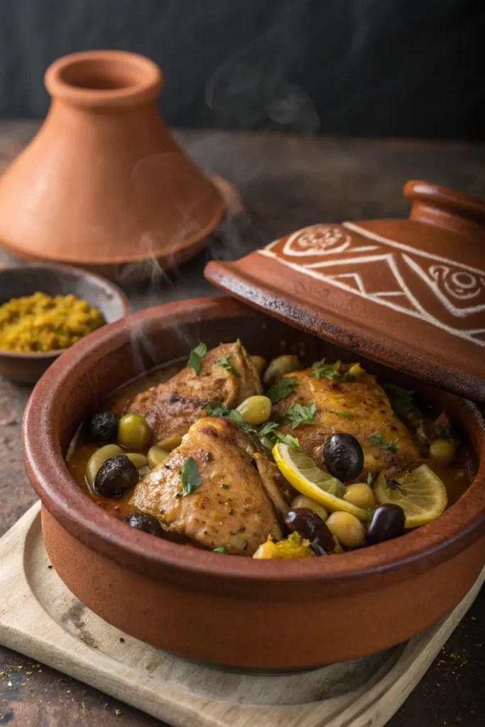 Tajine de Poulet aux Citrons Confits et Olives
