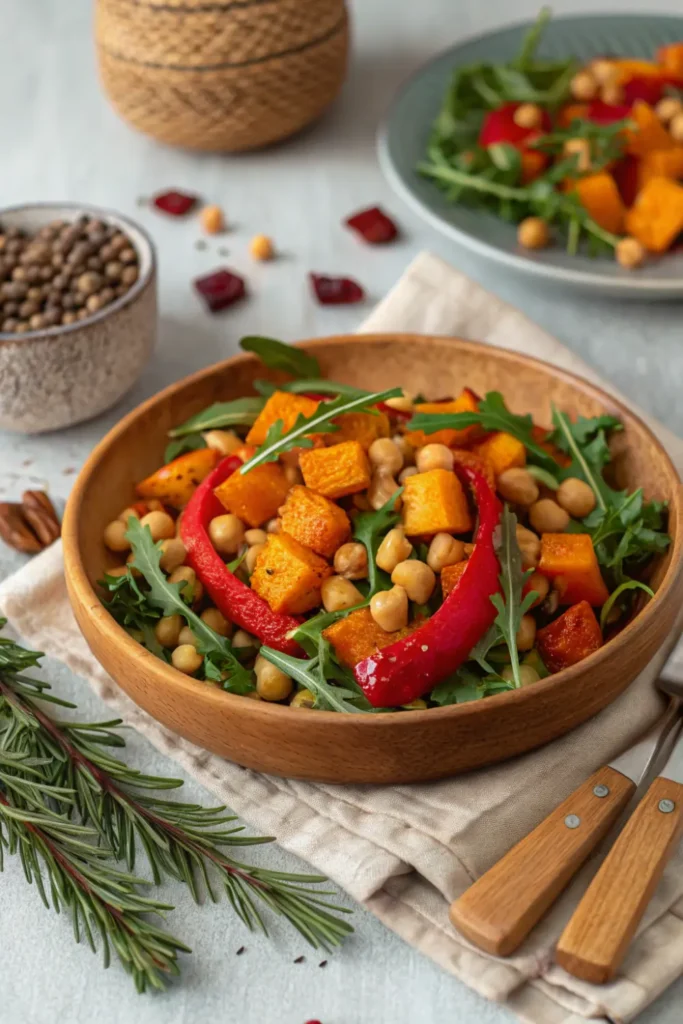  Salade Tiède de Pois Chiches et Courge Rôtie