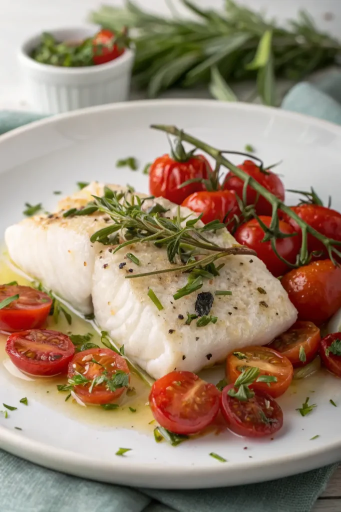 Cabillaud au Four, Tomates et Herbes