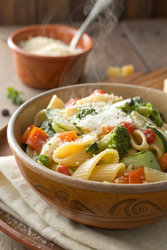 Pâtes crémeuses aux légumes