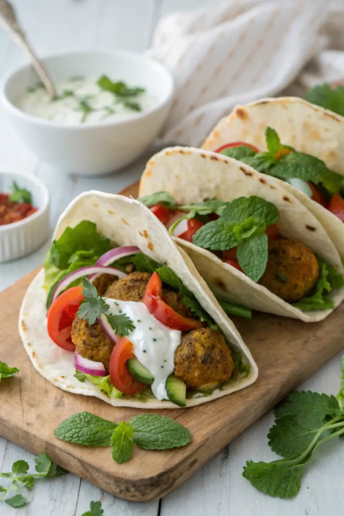 Tacos de Falafel au Yaourt et Menthe