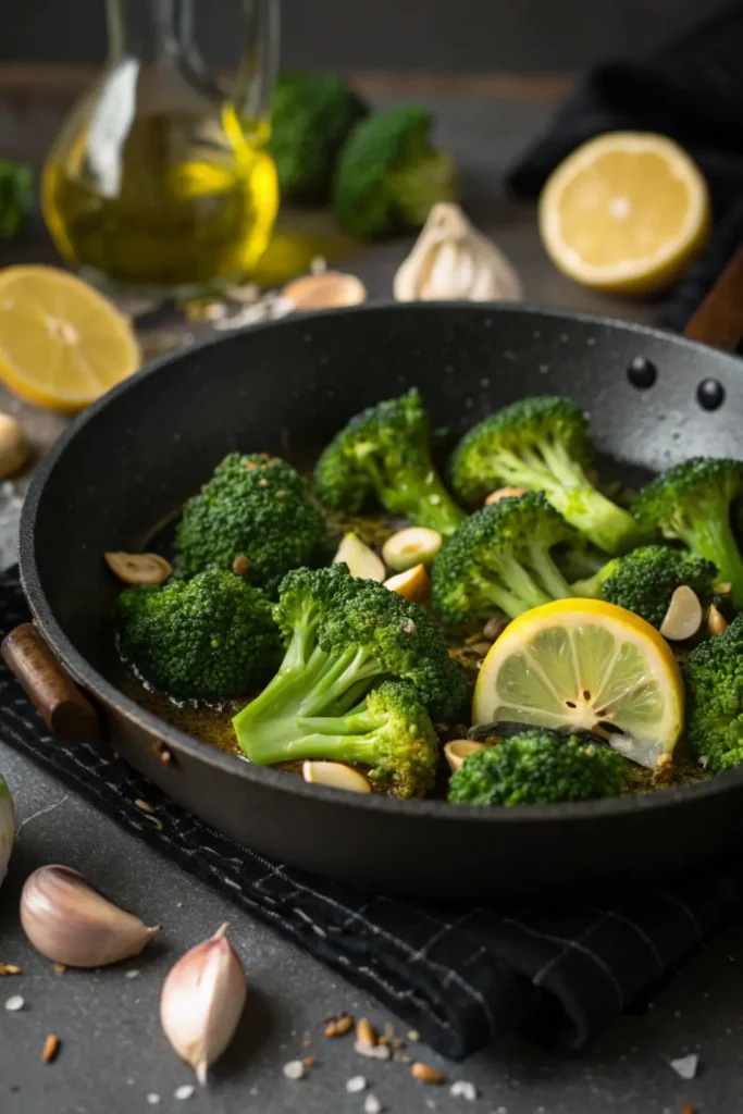 Brocolis sautés à l’ail et citron