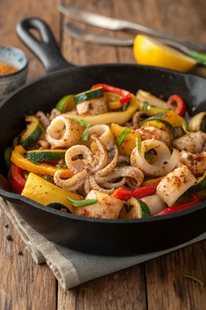 Calamars Sautés aux Légumes