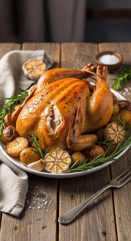 Poulet rôti et pommes de terre