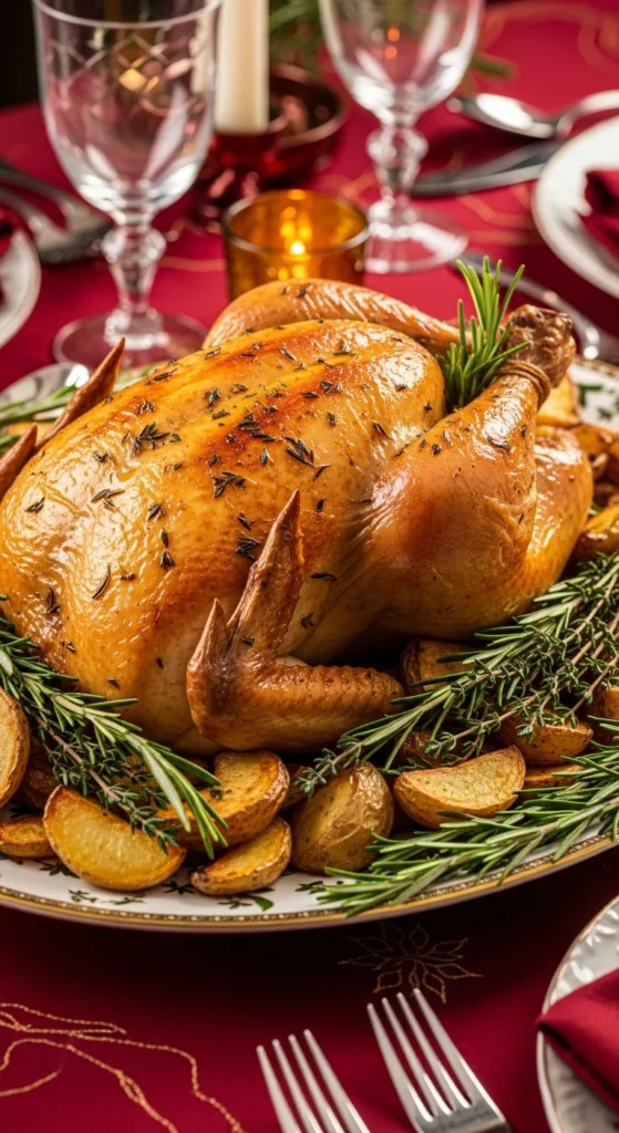 Poulet rôti aux herbes et pommes de terre fondantes
