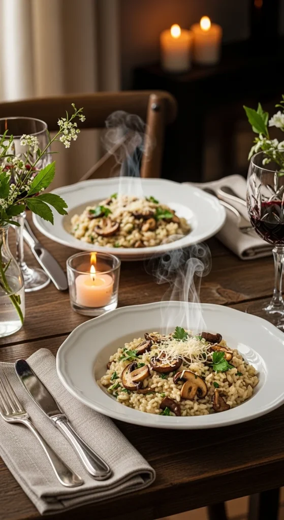 Risotto crémeux aux champignons et parmesan
