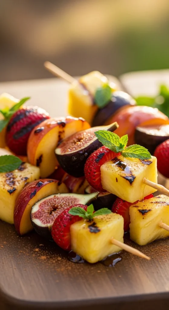  Brochettes de fruits grillés au miel
