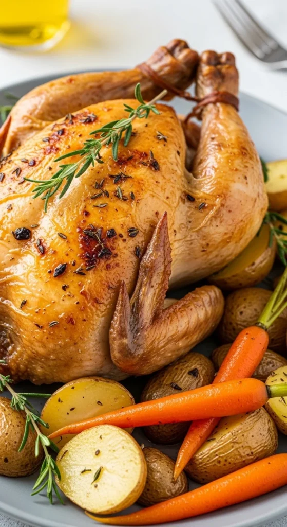 Poulet rôti aux herbes et pommes de terre fondantes