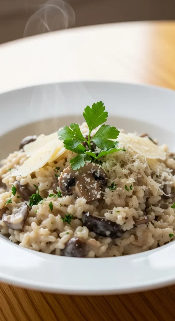 Risotto crémeux aux champignons et parmesan