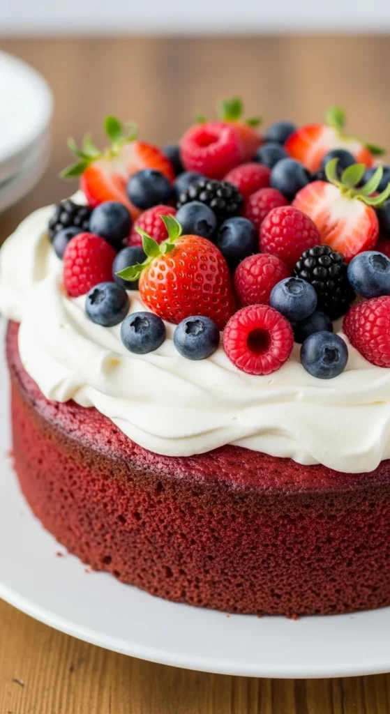 Gâteau aux fruits rouges et chantilly