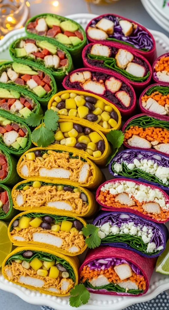 Wraps colorés au poulet et légumes