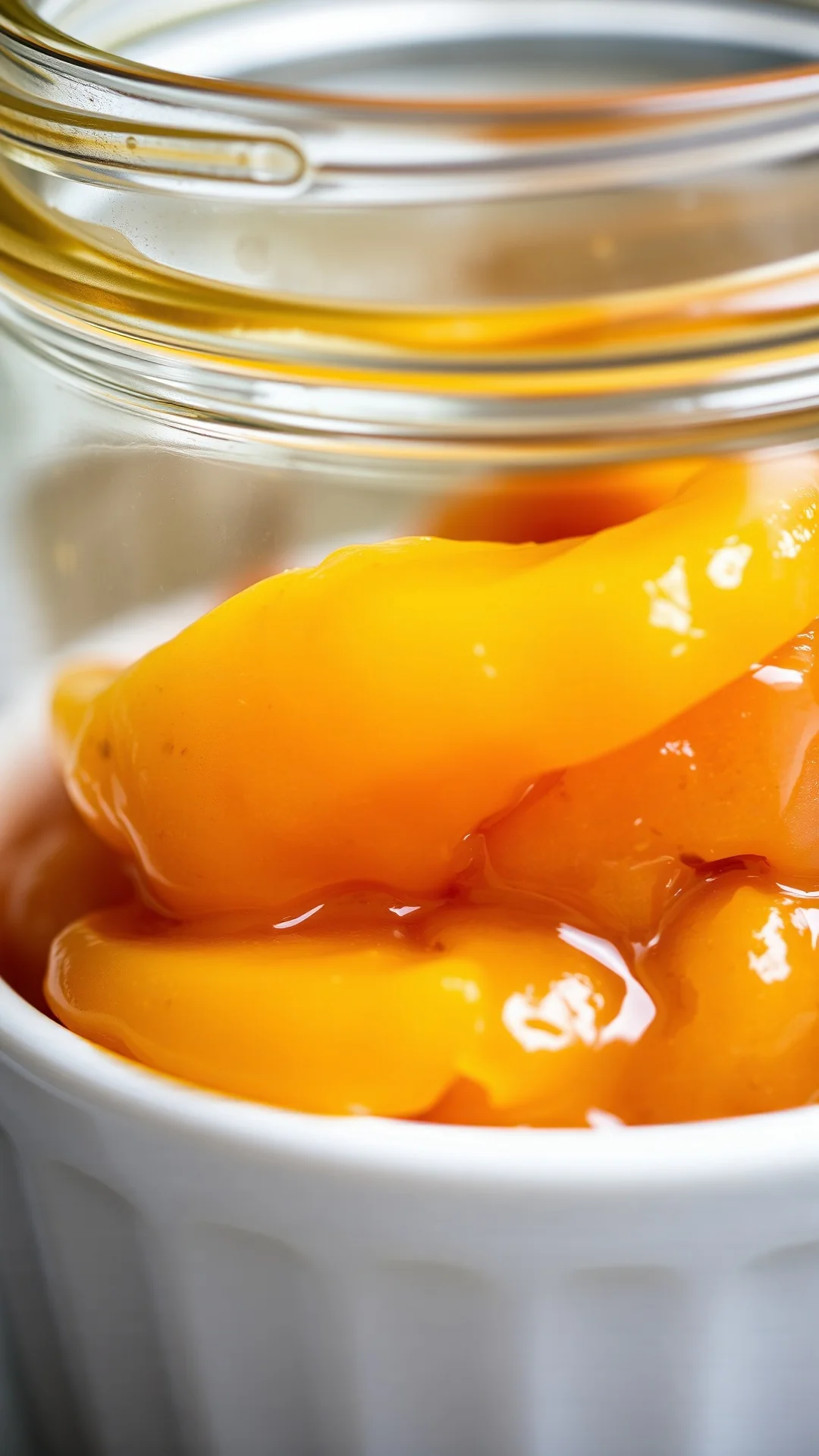 Close-up white fig jam with whole figs, glossy golden texture, artisanal glass jar, soft natural light, food photography