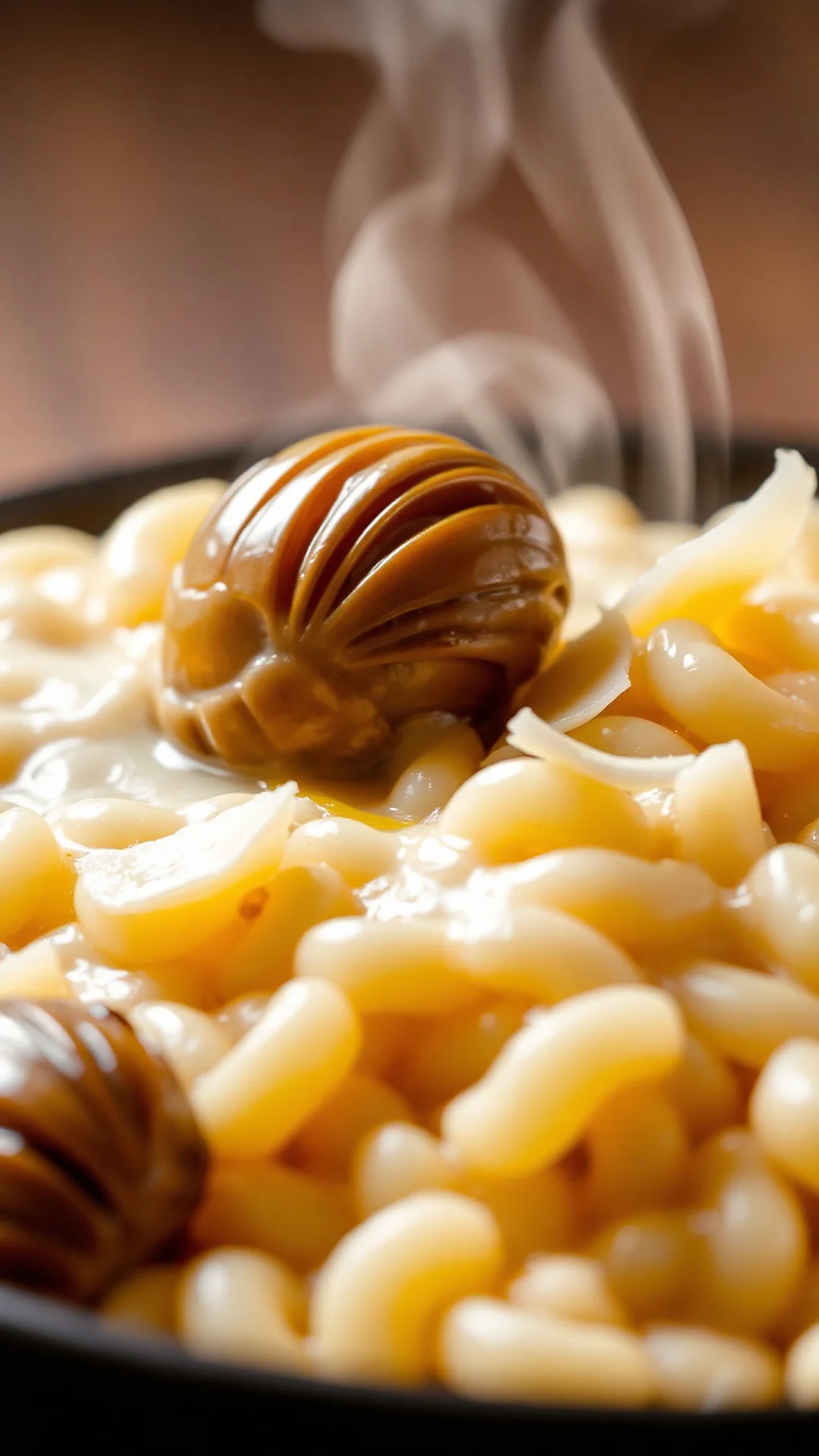 Close-up shot of creamy risotto with morels and melted butter, steam rising, parmesan shavings, luxurious gourmet dish macro