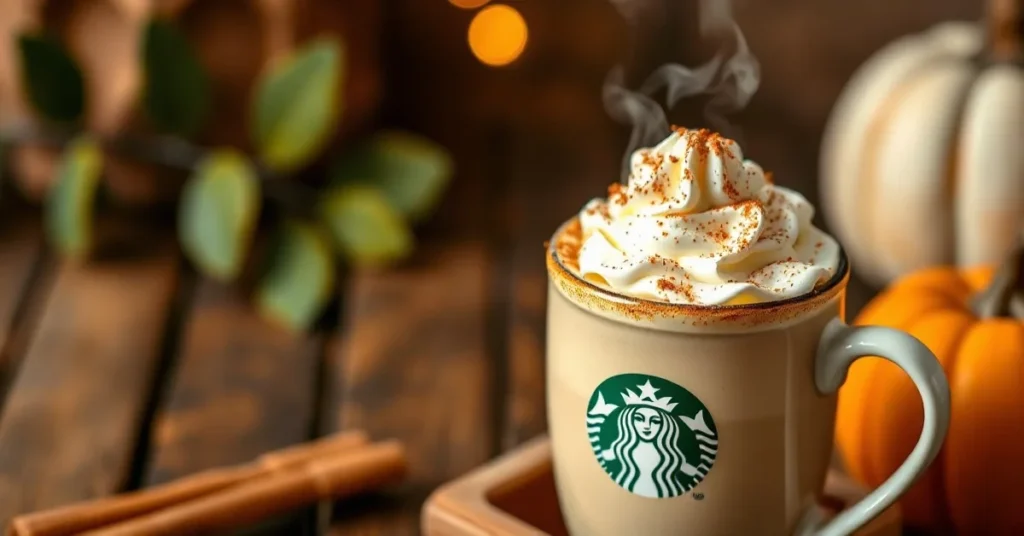 Pumpkin Spice Latte Starbucks home recipe with whipped cream, cinnamon, autumn vibes, steaming coffee cup, cozy warm aestheti