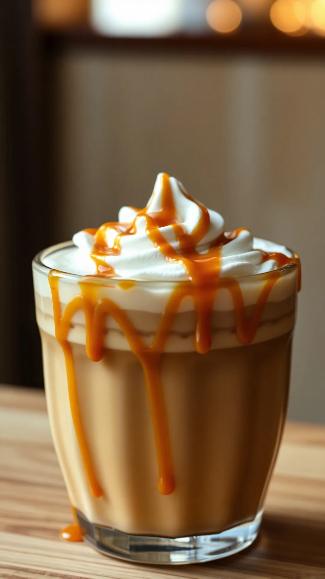 Pumpkin spice latte with golden caramel drizzle, cream topping, caramel zigzag pattern, autumnal beverage, detailed close-up,