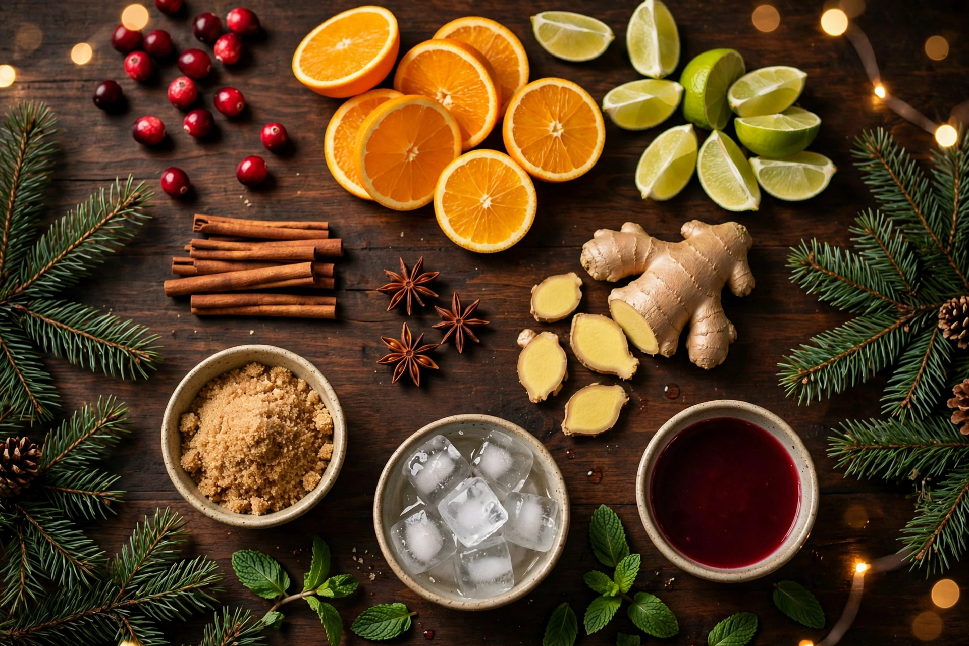 Cocktail de noël rhum épicé et ses ingrédients exotiques