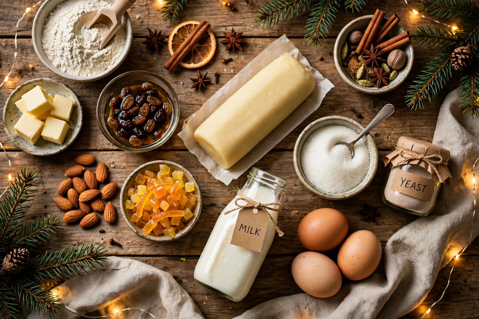 Ingrédients du gâteau de noël alsacien façon stollen aux fruits confits