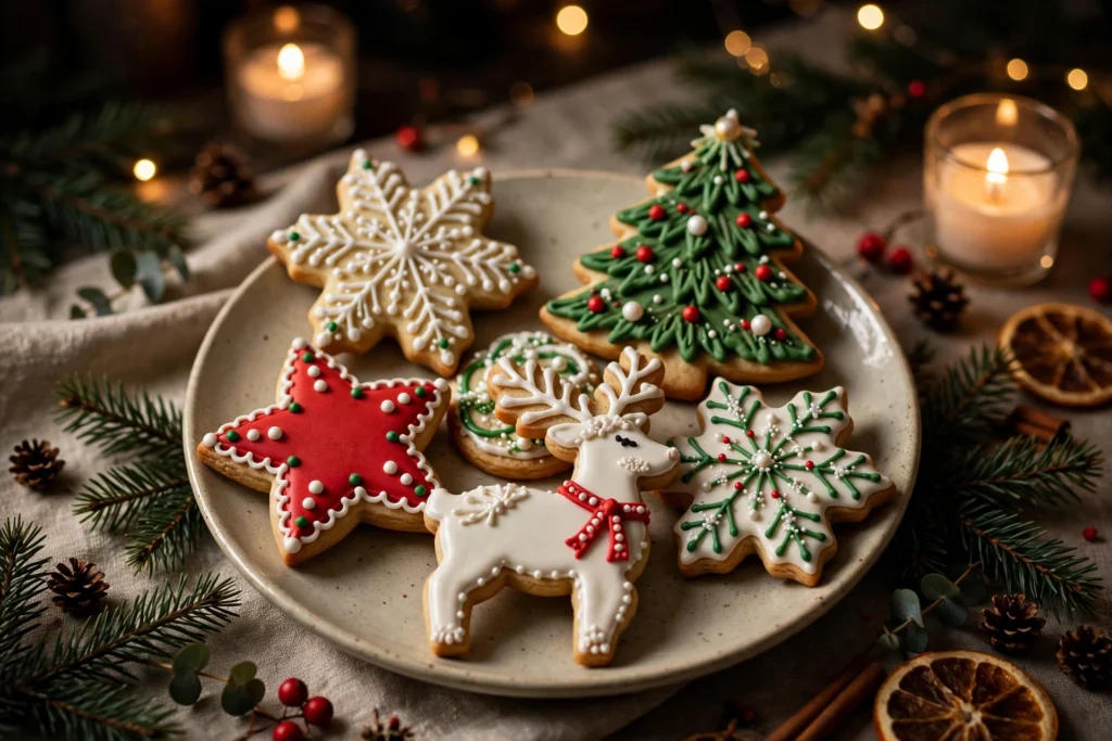 Biscuits décorés avec un glaçage biscuit de noël en glace royale