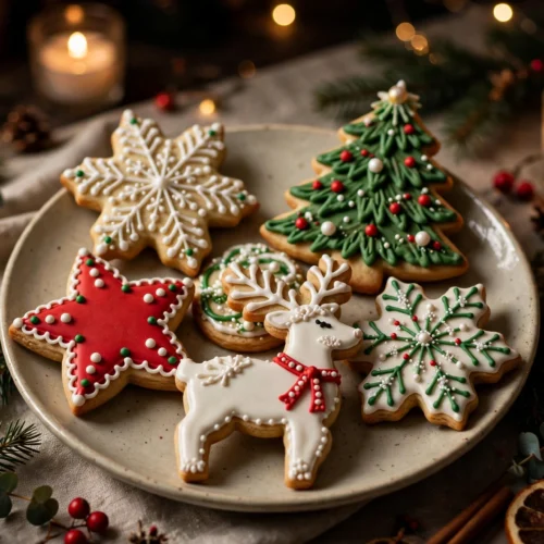 Biscuits décorés avec un glaçage biscuit de noël en glace royale