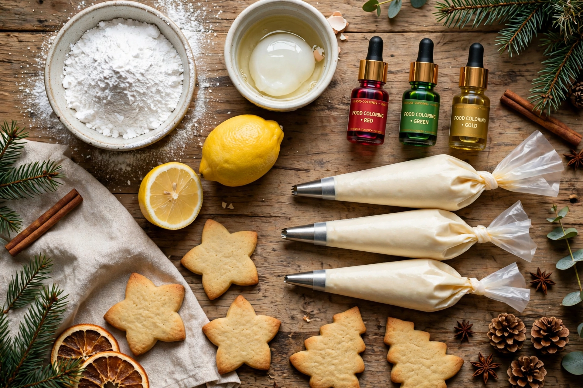 Ingrédients du glaçage biscuit de noël en glace royale
