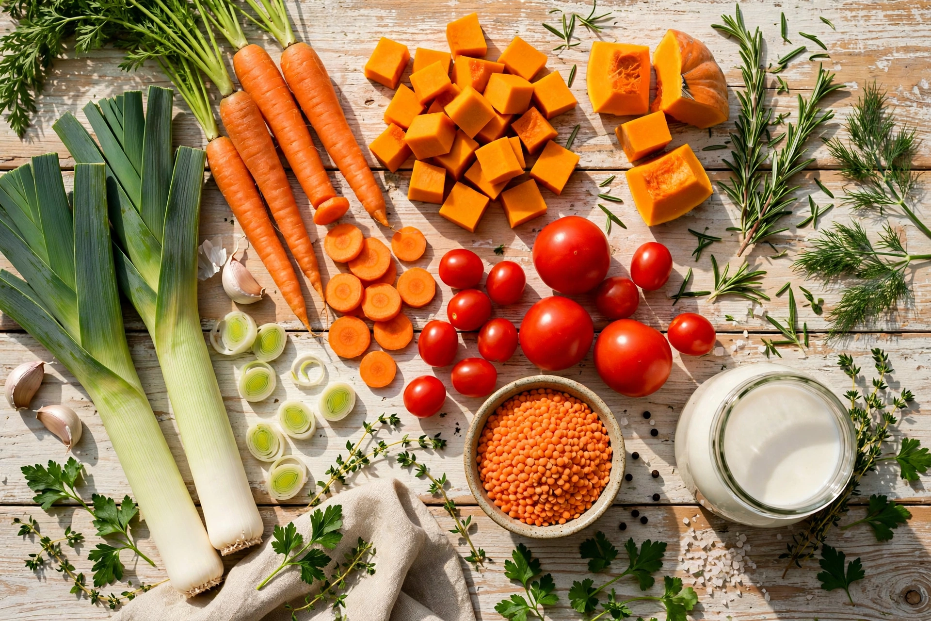Idée recette soupe : ingrédients variés pour 7 soupes de la semaine