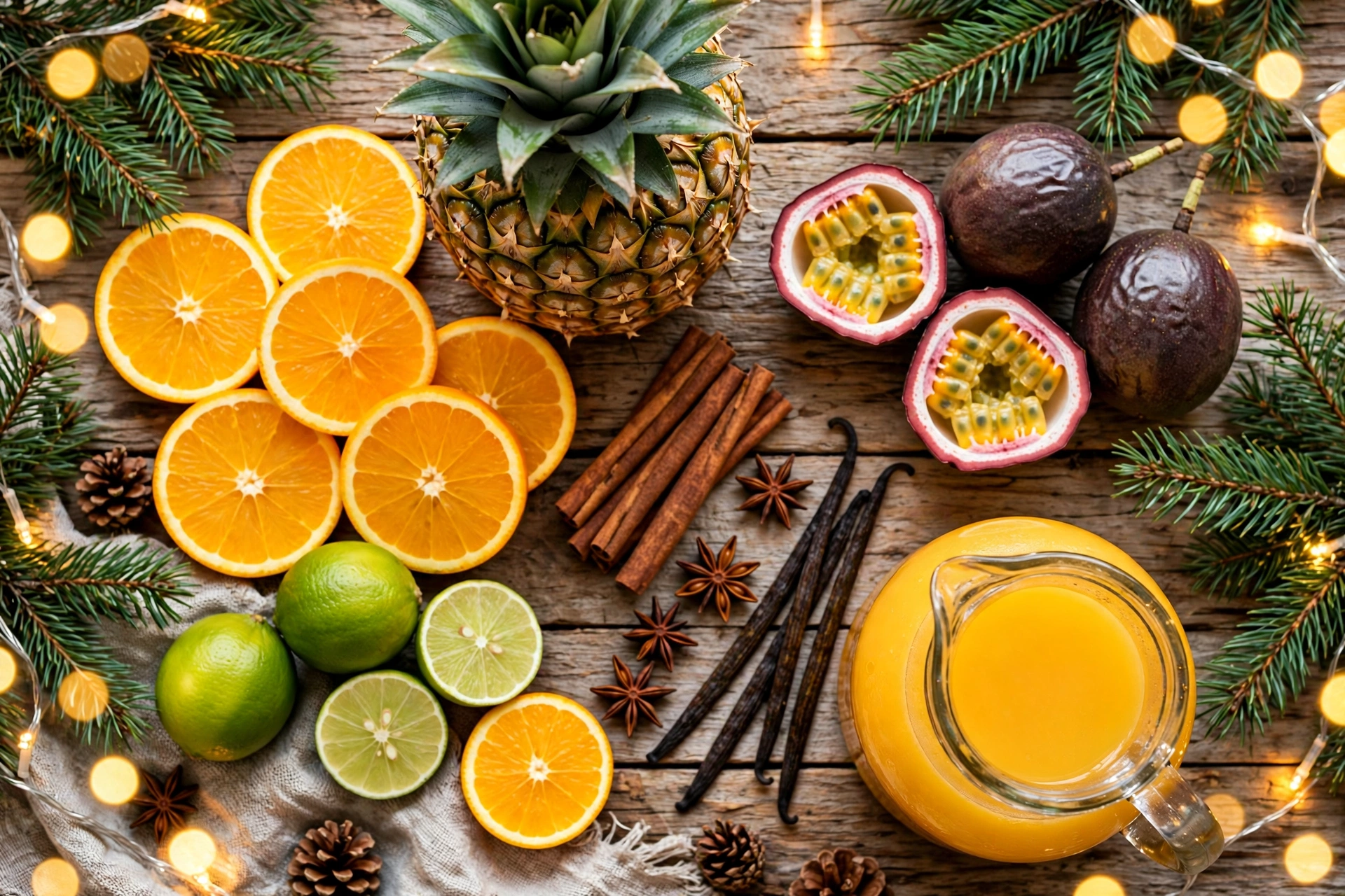 Fruits exotiques et épices pour un punch de noël facile plein de soleil