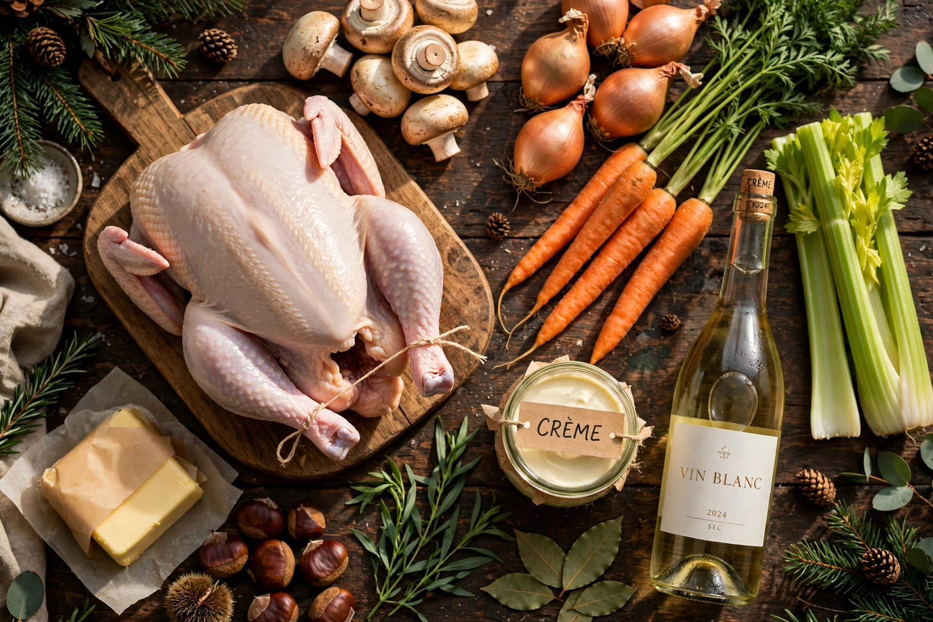 Ingrédients de la recette chapon en sauce pour noël