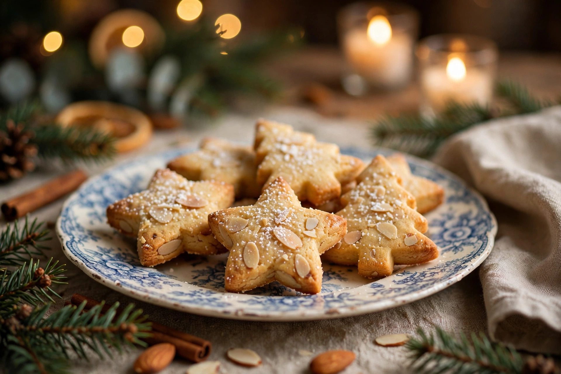 Sablés de Noël aux amandes dorés en formes d'étoiles — recette de grand-mère sablé de noël amande