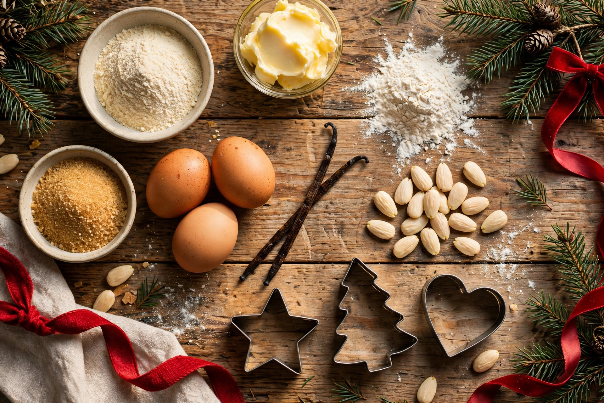 Ingrédients de la recette de grand-mère sablé de noël amande : poudre d'amande, beurre et farine