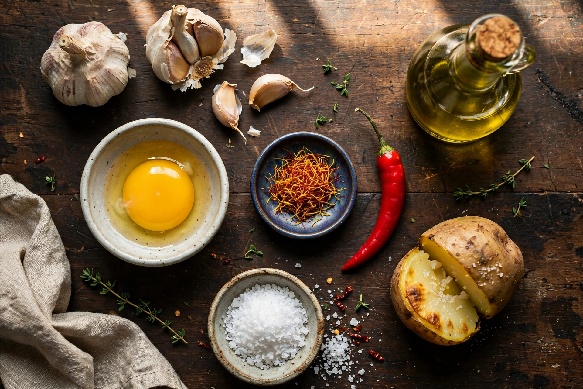 Ingrédients de la recette de rouille pour soupe de poisson