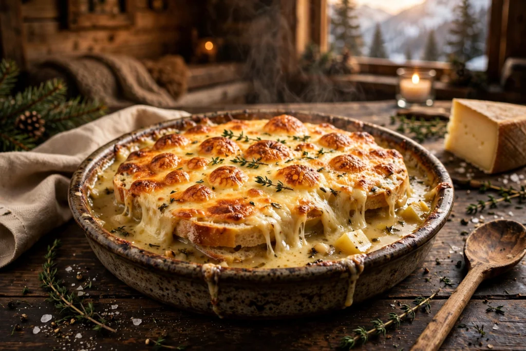 Soupe au fromage aveyronnaise gratinée au laguiole