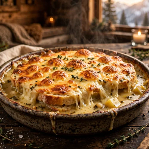 Soupe au fromage aveyronnaise gratinée au laguiole