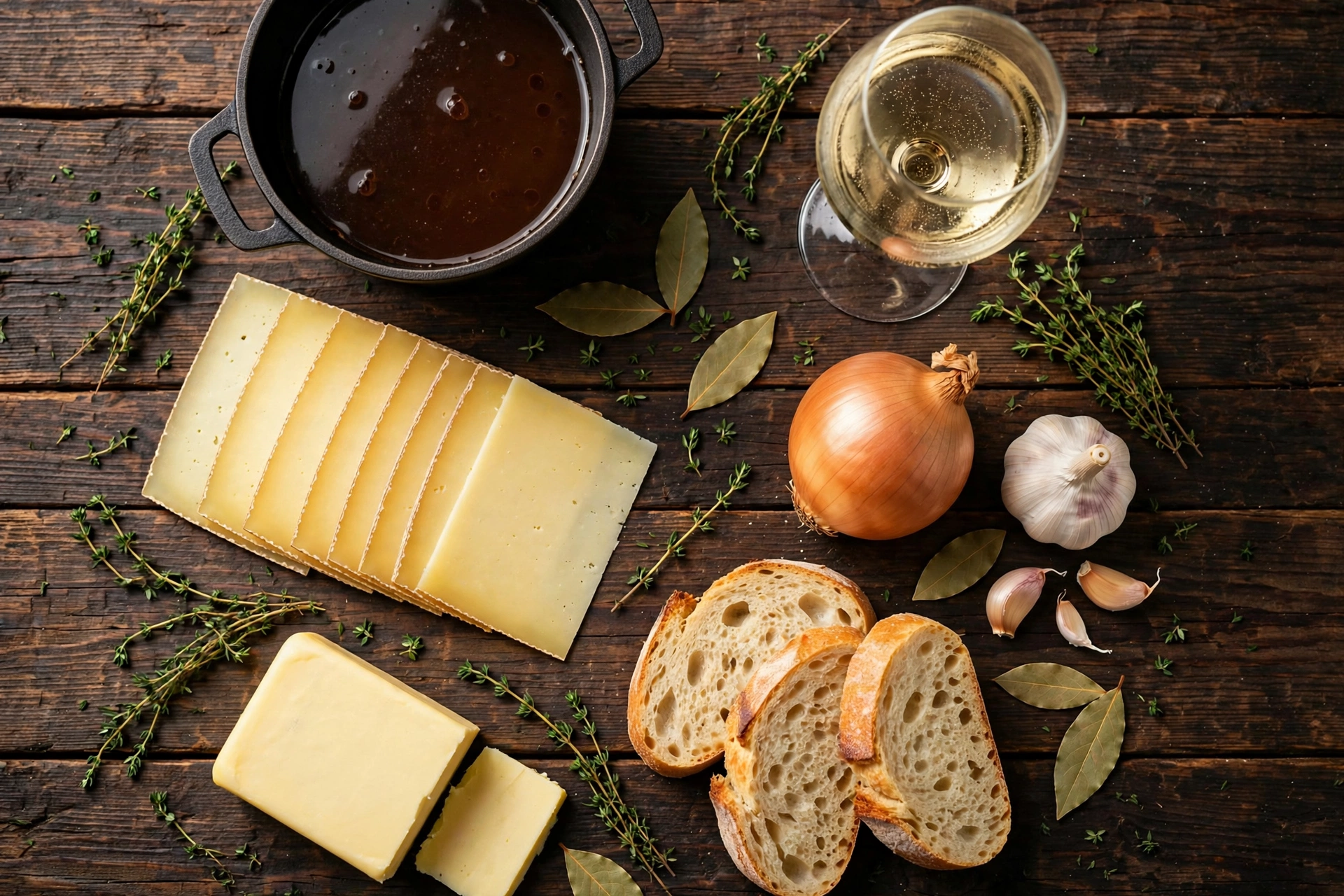 Ingrédients de la recette de soupe au fromage aveyronnaise