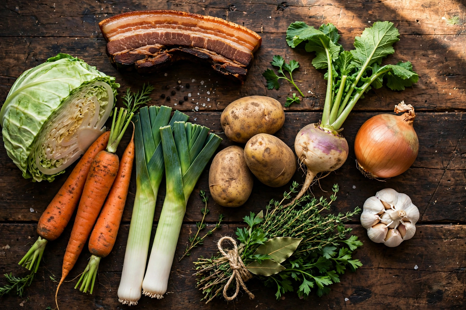 Ingrédients de la recette de soupe au lard paysanne