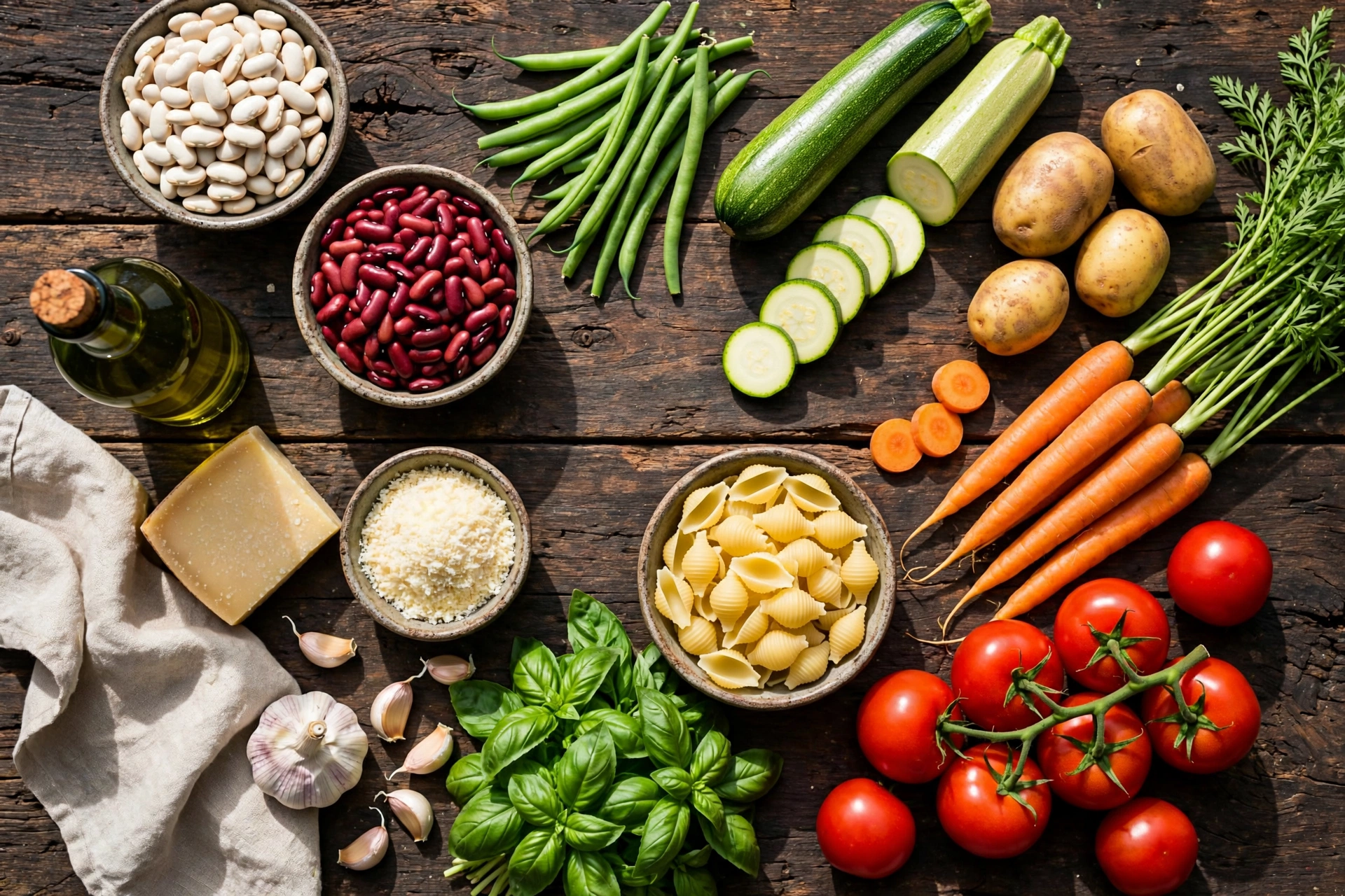 Ingrédients de la recette de soupe au pistou provençale
