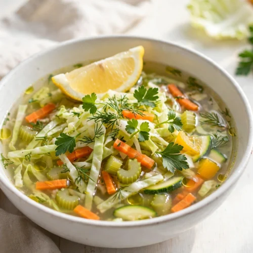 Bol de la recette de soupe aux choux pour maigrir aux légumes