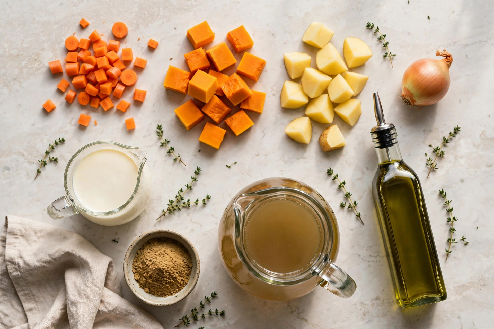 Ingrédients de la recette de soupe au blender chauffant